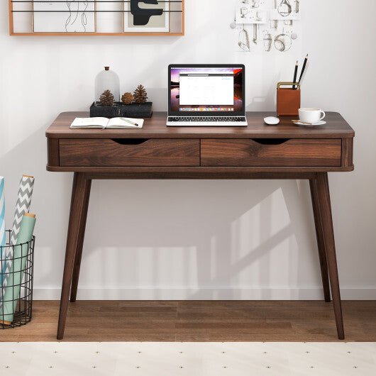 43.5 Inch Computer Desk with 2 Drawers for Small Spaces-White