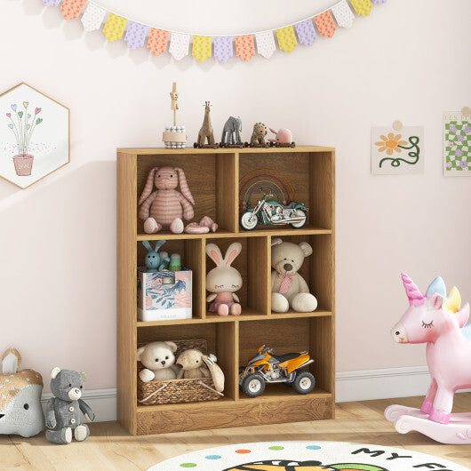 7-Section Freestanding Bookshelf for Kids Room Classroom Daycare Nursery-White LuxuryLifeWay Online Store