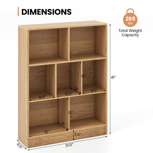 7-Section Freestanding Bookshelf for Kids Room Classroom Daycare Nursery-White LuxuryLifeWay Online Store
