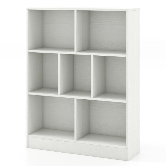 7-Section Freestanding Bookshelf for Kids Room Classroom Daycare Nursery-White LuxuryLifeWay Online Store