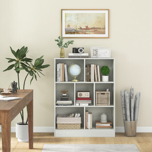 7-Section Freestanding Bookshelf for Kids Room Classroom Daycare Nursery-White LuxuryLifeWay Online Store