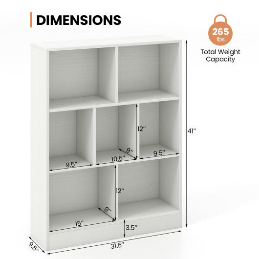 7-Section Freestanding Bookshelf for Kids Room Classroom Daycare Nursery-White LuxuryLifeWay Online Store
