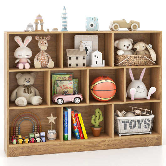 41 inches Wooden Toy Storage Organizer with 10 Cubes for Classroom Daycare Nursery Kindergarten-White LuxuryLifeWay Online Store