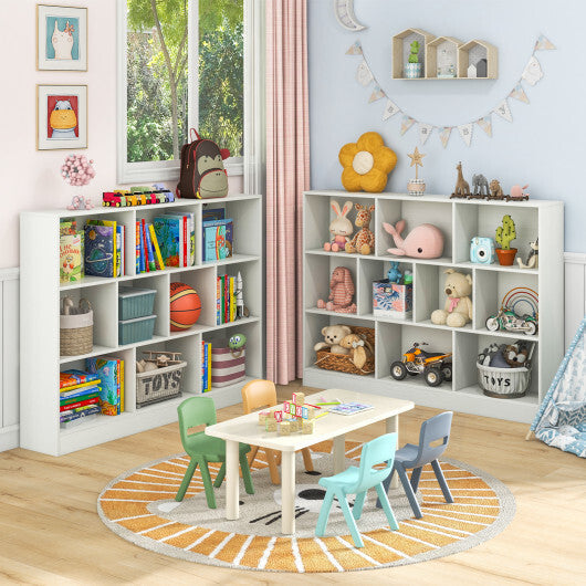 41 inches Wooden Toy Storage Organizer with 10 Cubes for Classroom Daycare Nursery Kindergarten-White LuxuryLifeWay Online Store