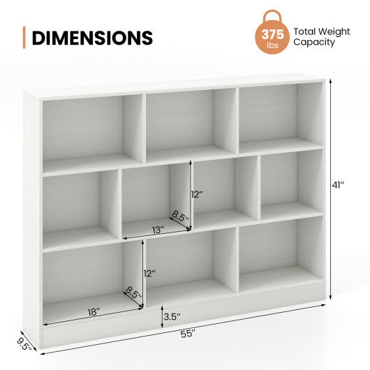 41 inches Wooden Toy Storage Organizer with 10 Cubes for Classroom Daycare Nursery Kindergarten-White LuxuryLifeWay Online Store