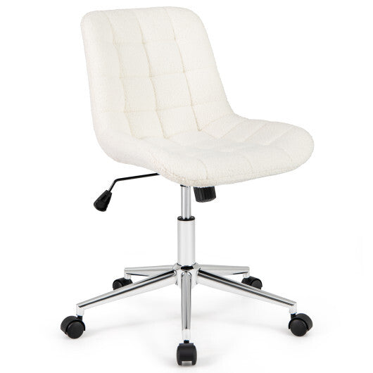 Teddy Fleece Armless Office Chair Makeup Vanity Chair-White - Color: White LuxuryLifeWay Online Store