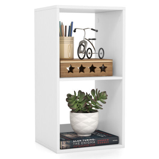 2 Cube Bookshelf with Back Guardrail for Living Room Bedroom-White