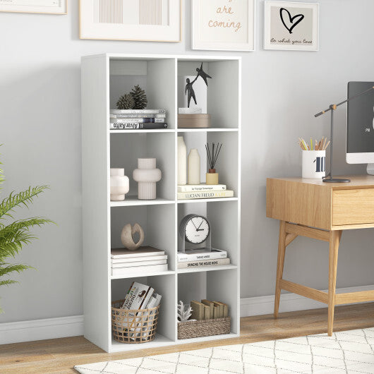 8 Cube Bookshelf with Back Guardrail for Living Room Bedroom-White LuxuryLifeWay Online Store