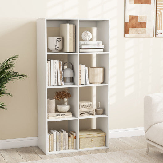 8 Cube Bookshelf with Back Guardrail for Living Room Bedroom-White LuxuryLifeWay Online Store