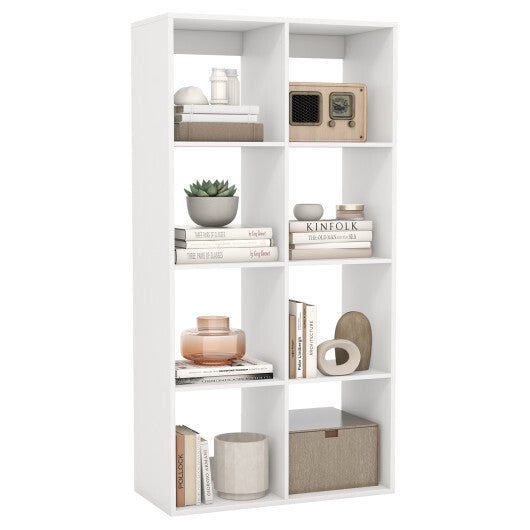 8 Cube Bookshelf with Back Guardrail for Living Room Bedroom-White LuxuryLifeWay Online Store