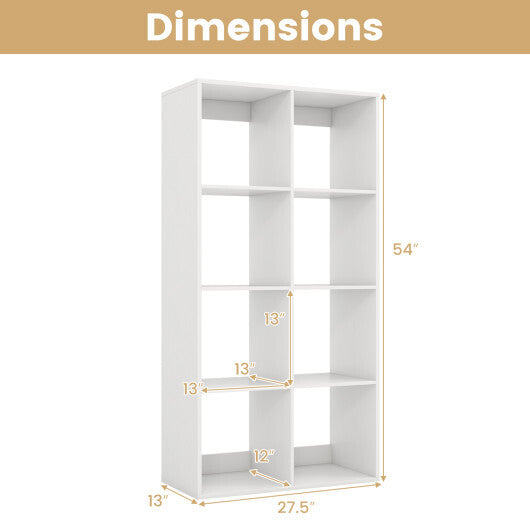 8 Cube Bookshelf with Back Guardrail for Living Room Bedroom-White LuxuryLifeWay Online Store