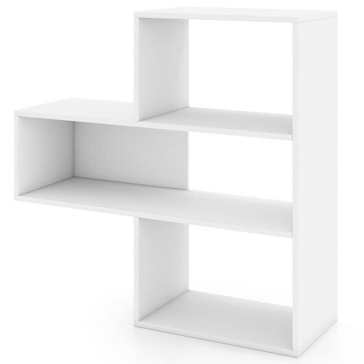 Convex Bookshelf with 3 Open Shelves & Anti-Toppling Device for Living Room-White LuxuryLifeWay Online Store