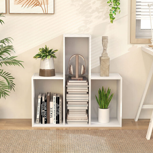 Convex Bookshelf with 3 Open Shelves & Anti-Toppling Device for Living Room-White LuxuryLifeWay Online Store