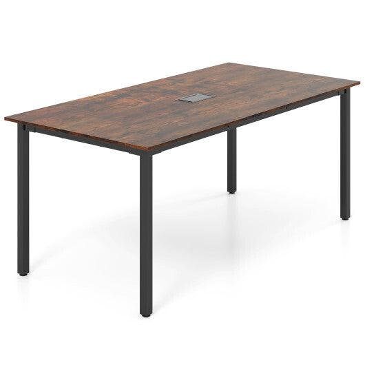 6 Feet Conference Room Table Large Meeting Table Rectangle Seats 8-10 People-Rustic Brown