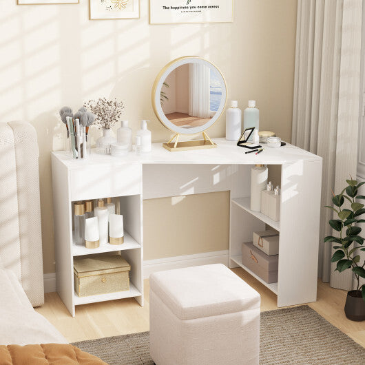 48 Inches L Shaped Corner Executive Computer Desk with Drawer-White