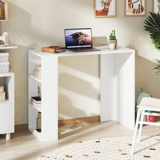 36 Inch White Computer Desk with 3 Open Shelves for Home Office Study-White LuxuryLifeWay Online Store
