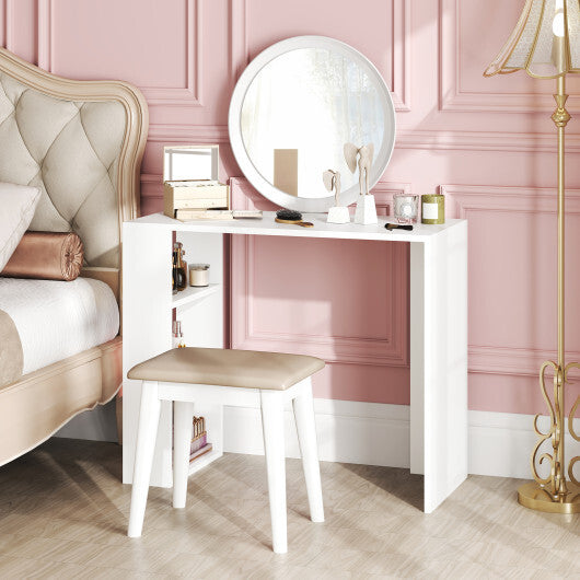 36 Inch White Computer Desk with 3 Open Shelves for Home Office Study-White LuxuryLifeWay Online Store