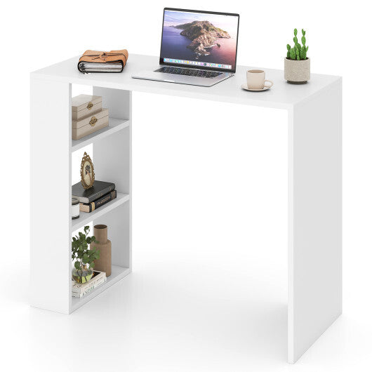 36 Inch White Computer Desk with 3 Open Shelves for Home Office Study-White LuxuryLifeWay Online Store