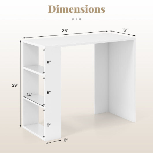 36 Inch White Computer Desk with 3 Open Shelves for Home Office Study-White LuxuryLifeWay Online Store