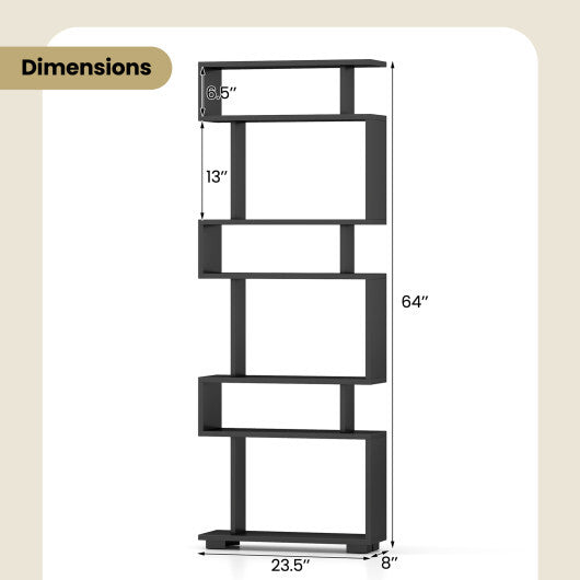 6-Tier Bookcase with Anti-Tipping Kit-White LuxuryLifeWay Online Store