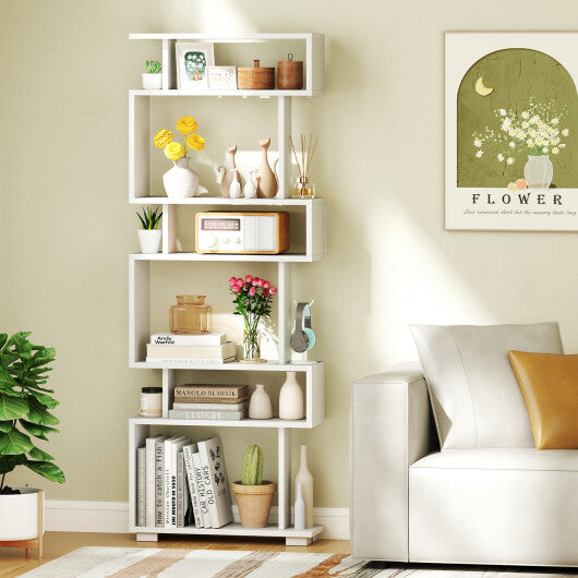 6-Tier Bookcase with Anti-Tipping Kit-White LuxuryLifeWay Online Store