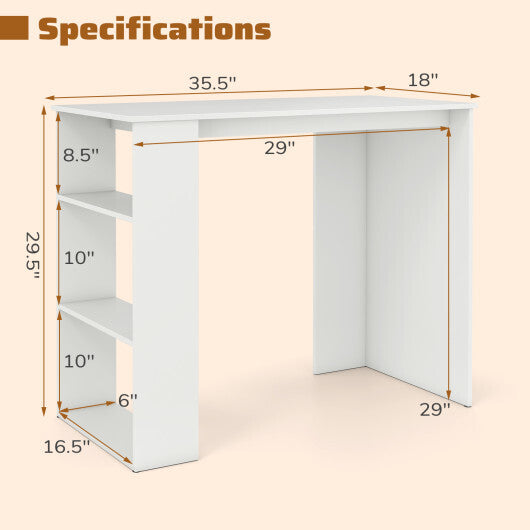 Computer Desk with Bookshelf for Small Space-White