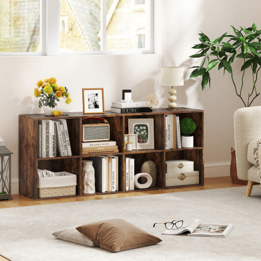 8-Cube Bookcase Bookshelf with 2 Anti-Tipping Kits Storage Organizer-White