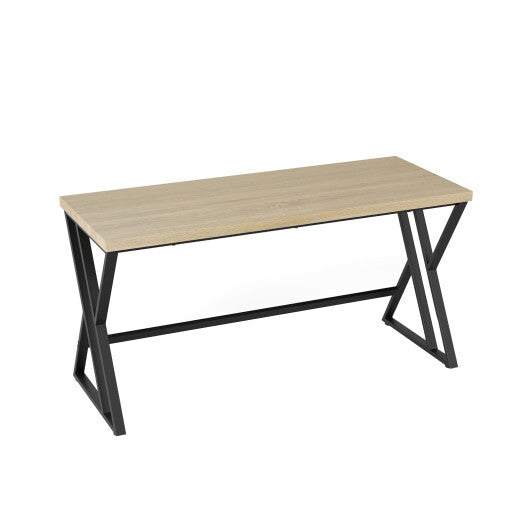 59 Inch Computer Desk with Heavy-duty Metal Frame and Crossbar-Gray