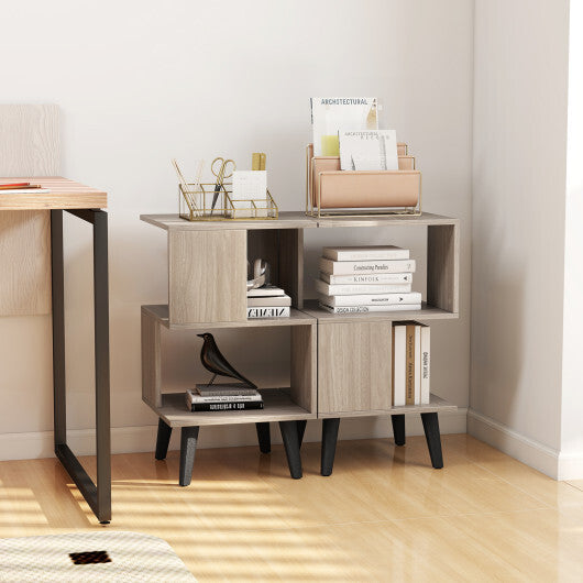 3-Tier Geometric Bookshelf Set of 2 with Open Storage Shelves LuxuryLifeWay Online Store