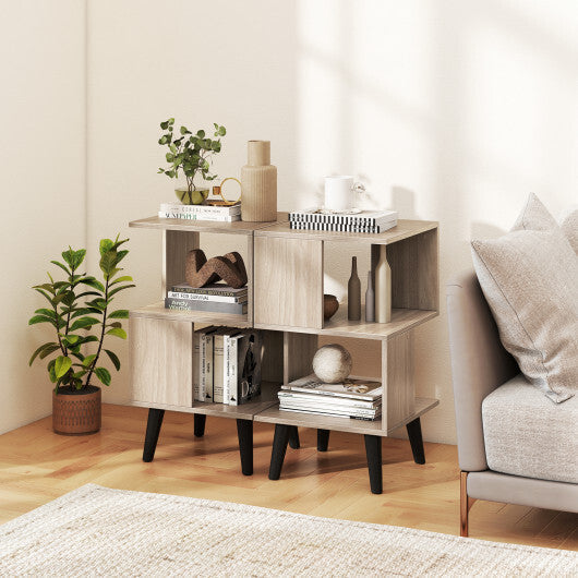 3-Tier Geometric Bookshelf Set of 2 with Open Storage Shelves LuxuryLifeWay Online Store
