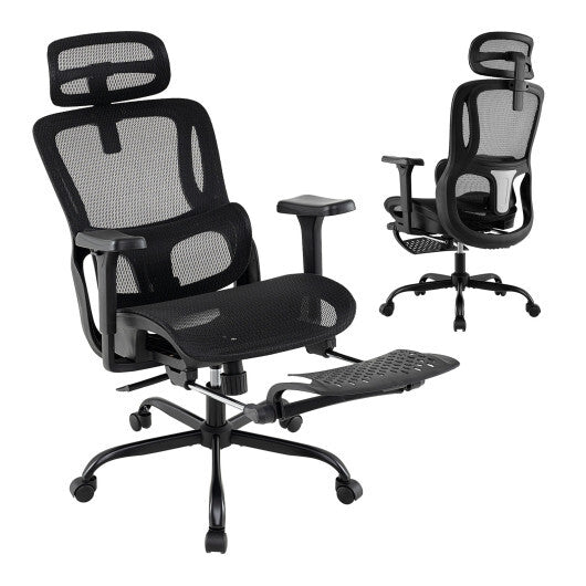 Ergonomic Office Chair Swivel Computer Desk Chair with Rotating Headrest-Black