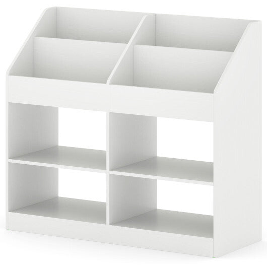 3-Tier Kid's Bookshelf Toy Storage Organizer with Display Rack and 4 Compartments-White LuxuryLifeWay Online Store