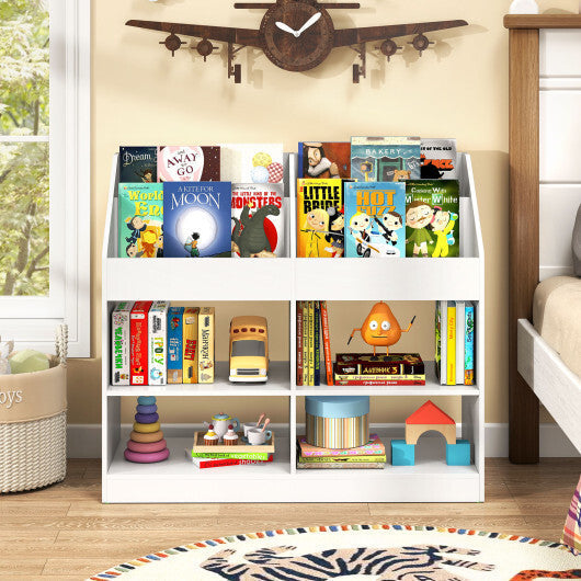 3-Tier Kid's Bookshelf Toy Storage Organizer with Display Rack and 4 Compartments-White LuxuryLifeWay Online Store