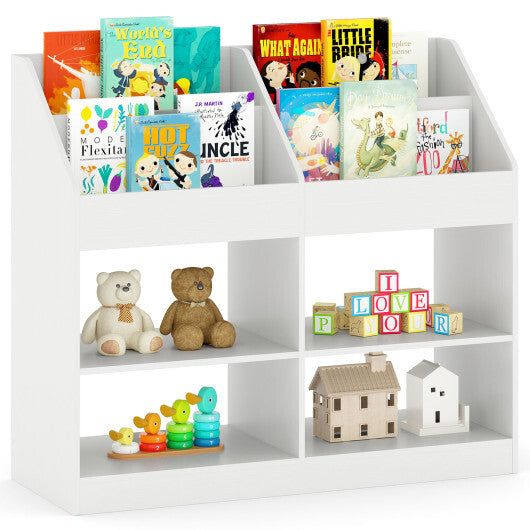 3-Tier Kid's Bookshelf Toy Storage Organizer with Display Rack and 4 Compartments-White LuxuryLifeWay Online Store