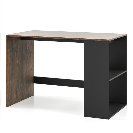 44 Inch Wooden Computer Desk with Bookshelf for Small Space-White and Natural LuxuryLifeWay Online Store