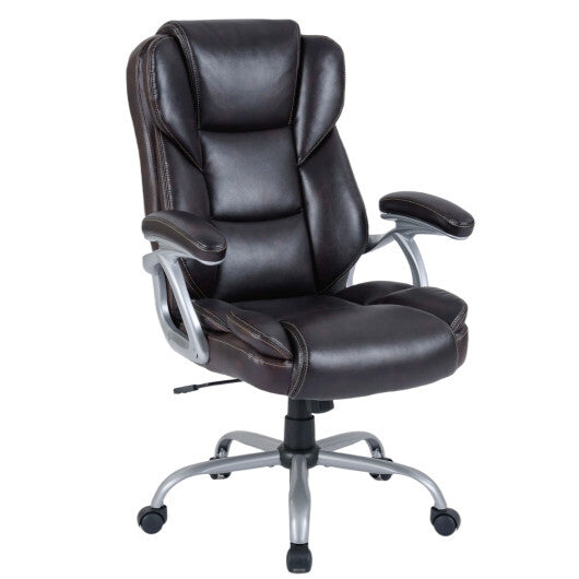 Executive Office Chair Leather Ergonomic Computer Desk Chair with Padded Seat and Armrests-Brown LuxuryLifeWay Online Store