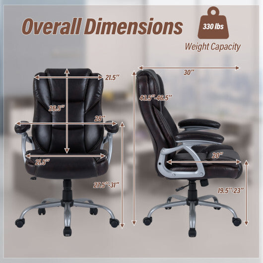 Executive Office Chair Leather Ergonomic Computer Desk Chair with Padded Seat and Armrests-Brown LuxuryLifeWay Online Store