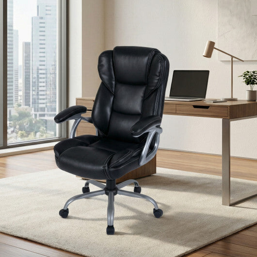 Executive Office Chair Leather Ergonomic Computer Desk Chair with Padded Seat and Armrests-Brown LuxuryLifeWay Online Store