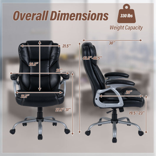 Executive Office Chair Leather Ergonomic Computer Desk Chair with Padded Seat and Armrests-Brown LuxuryLifeWay Online Store