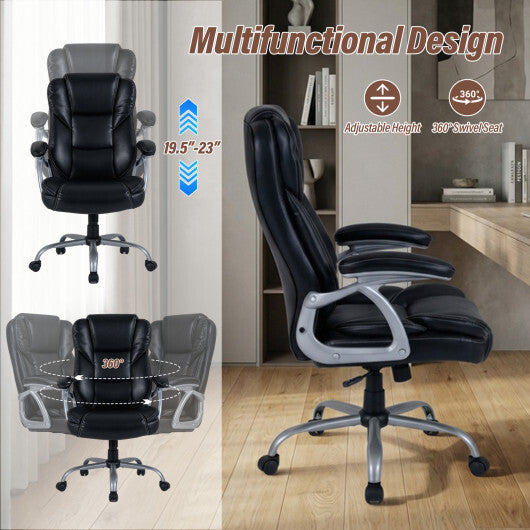 Executive Office Chair Leather Ergonomic Computer Desk Chair with Padded Seat and Armrests-Brown LuxuryLifeWay Online Store