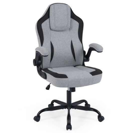 Ergonomic Computer Office Chair with 90 Flip-up Armrests-Gray LuxuryLifeWay Online Store