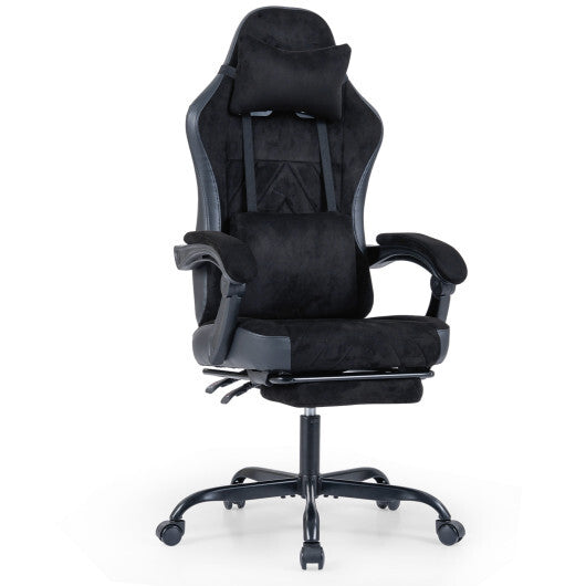 Gaming Chair Height Adjustable Computer Chair with Headrest Lumbar Support Linkage Armrests-Black LuxuryLifeWay Online Store