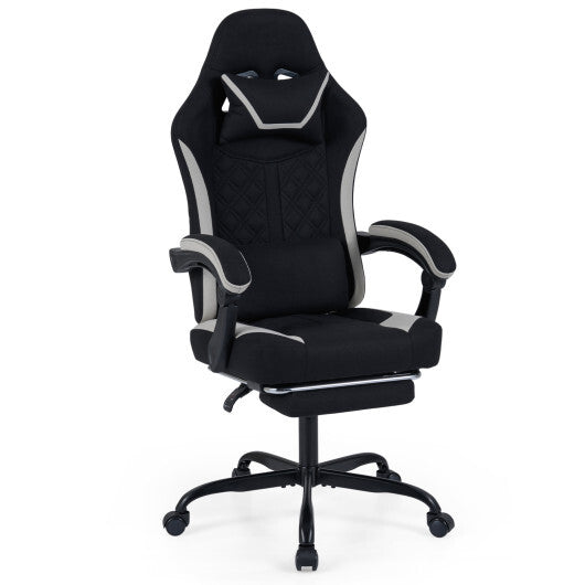 Gaming Chair Height Adjustable Computer Chair with Headrest Footrest & 360 Swivel Seat-Black LuxuryLifeWay Online Store