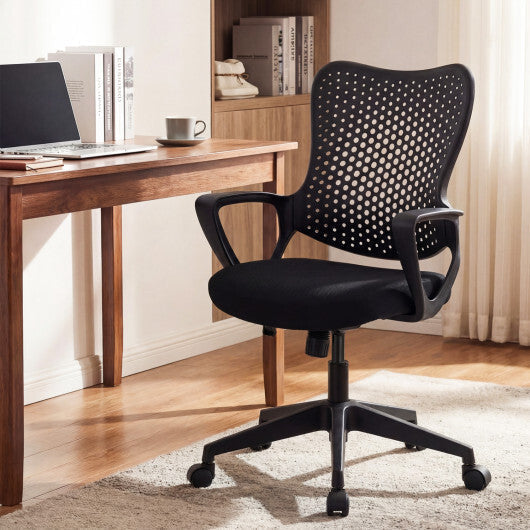 Ergonomic Office Chair Height Adjustable Computer Desk Chair with Breathable Butterfly Back-Black LuxuryLifeWay Online Store