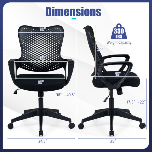 Ergonomic Office Chair Height Adjustable Computer Desk Chair with Breathable Butterfly Back-Black LuxuryLifeWay Online Store