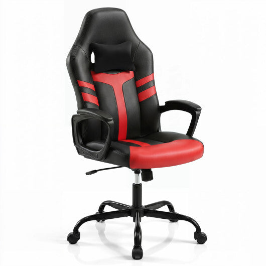 Faux Leather Upholstered Office Chair with Removable Head Pillow and Rocking Function-Pink LuxuryLifeWay Online Store