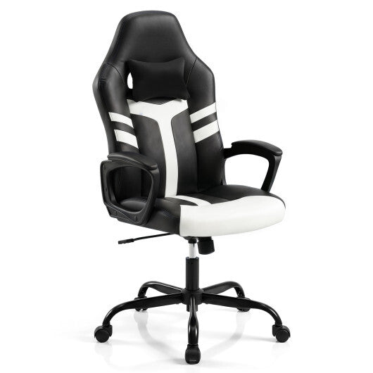 Faux Leather Upholstered Office Chair with Removable Head Pillow and Rocking Function-Pink LuxuryLifeWay Online Store