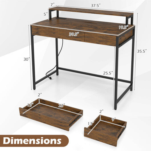 Compact Office Desk with Removable Monitor Shelf and Dual-use Drawer-White