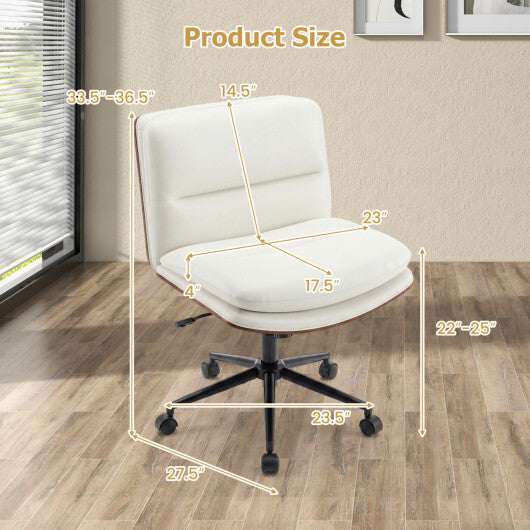 Armless Office Chair with Curved Backrest and Padded Seat-White LuxuryLifeWay Online Store