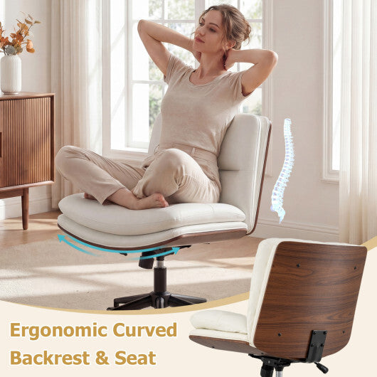 Armless Office Chair with Curved Backrest and Padded Seat-White LuxuryLifeWay Online Store